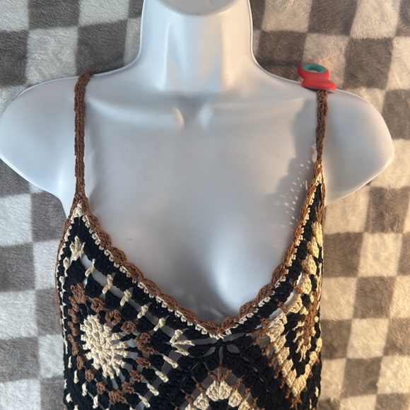 Elan Crochet Maxi Tank Top Strap Swim Cover Up Dress Floor Length Size M/Medium - Picture 4 of 12